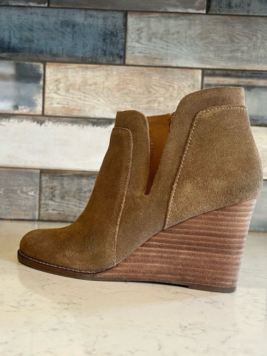 Lucky Brand Shoes - Lucky Brand Yabba Suede Tan Block Heel Wedge Ankle Boots 8.5/39